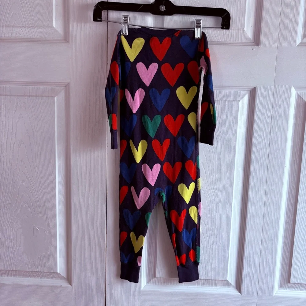 Hanna Andersson Baby Zip Sleeper One Piece Organic Cotton Dark Blue Heart 2T - Picture 5 of 5